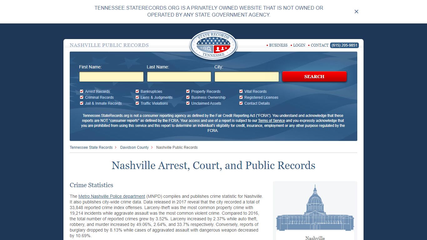 Nashville Arrest and Public Records | Tennessee ...